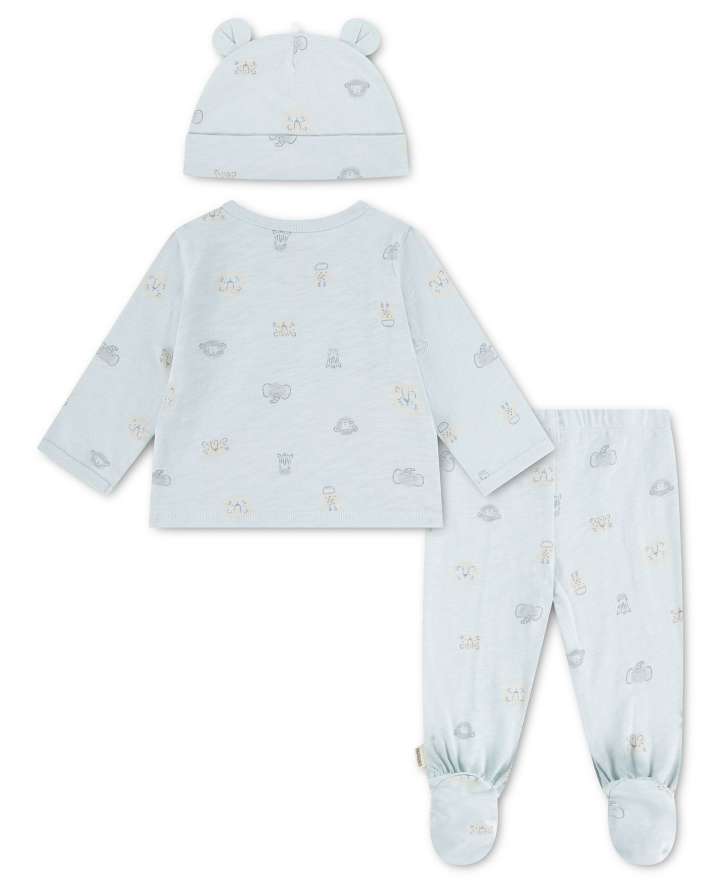 Комплект для мальчика Huggies: топ с принтом, брюки с ножками и шапочка, 3 предмета, цвет: Синий — фото 2