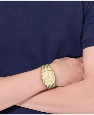 Men's Rene Gold Tone Stainless Steel Mesh Bracelet Watch, 31x32mm