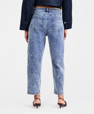 Women's Twisted-Seam Acid-Wash Jeans