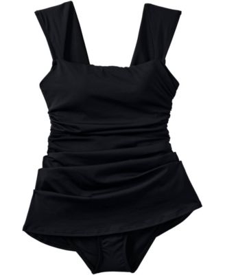 Women's Smoothing Square Neck Ruched Swim Dress Swimsuit