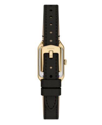 Women's Raquel Three-Hand Black Leather Watch, 18mm
