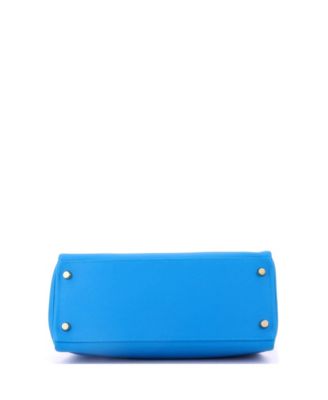 Pre-Owned HERMES Kelly 28 Handbag Blue Evercolor with Gold Hardware