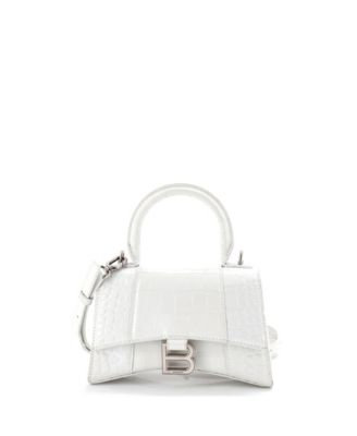 XS Hourglass Top Handle Bag Embossed Leather