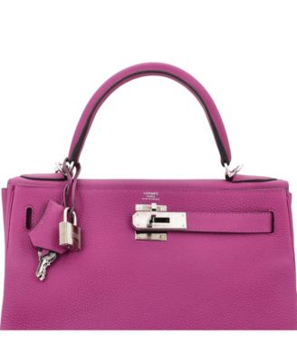 Pre-Owned HERMES Kelly 28 Handbag Pink Togo with Palladium Hardware