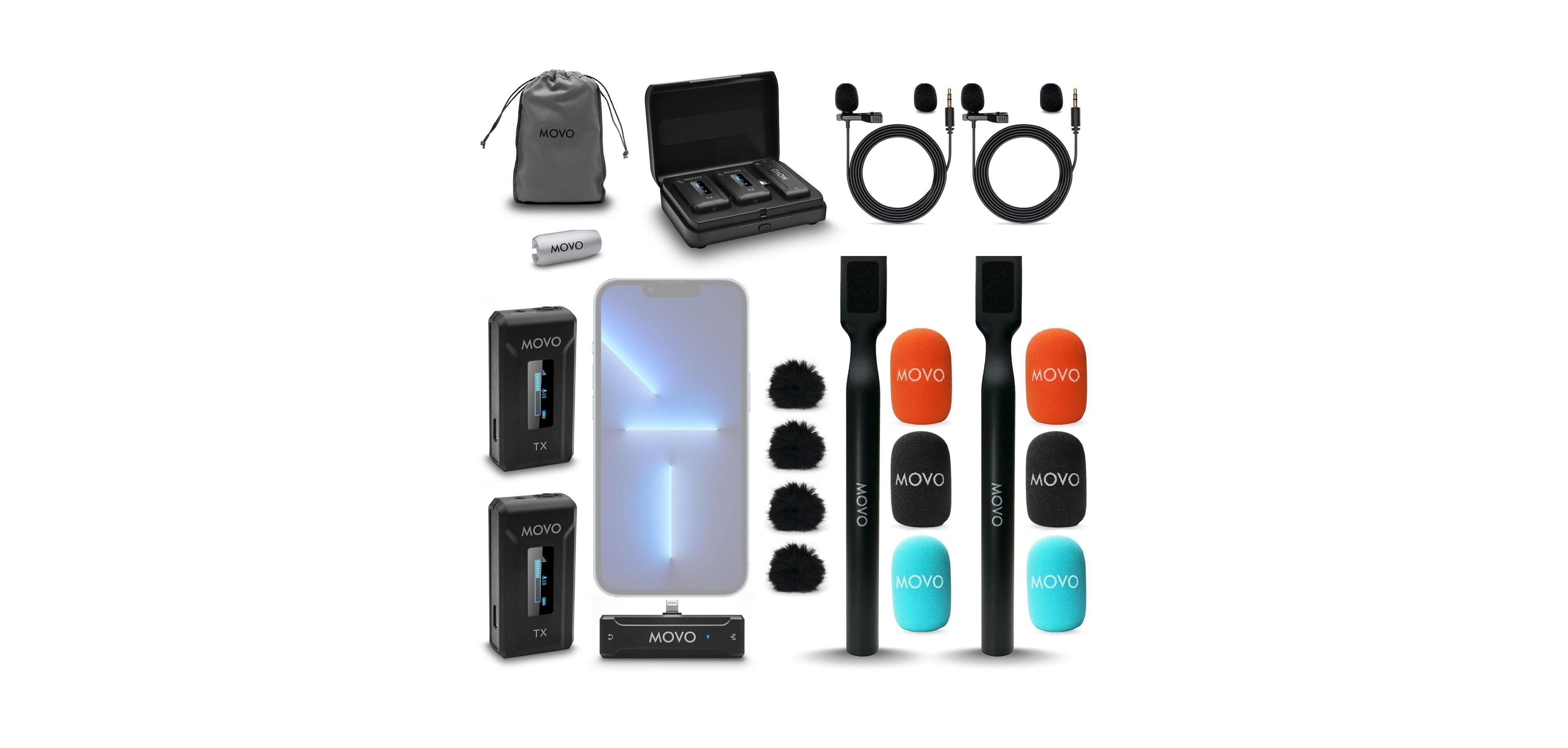 Movo Wmx-2-l-Duo Dual Wireless Lavalier Microphone for iPhone/Lightning Devices with Wmx-hm Handheld Adapter