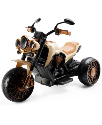 Dual Motor Kids Ride-On Motorcycle, 3-Wheel with LED Light & Wide Tires