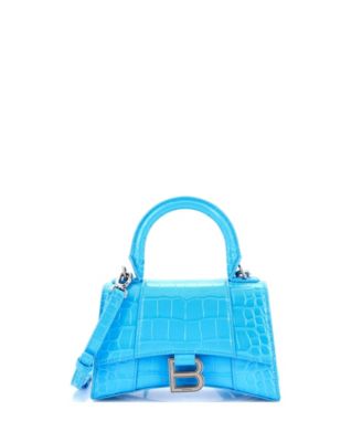 XS Hourglass Top Handle Bag Embossed Leather