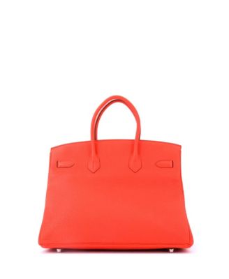 Pre-Owned HERMES Birkin 35 Handbag Orange Togo with Palladium Hardware
