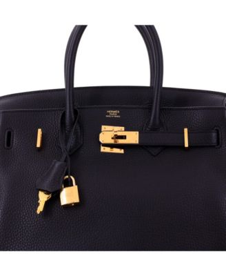 Birkin 30 Handbag Black Clemence with Gold Hardware