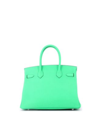 Pre-Owned HERMES Birkin 30 Handbag Green Togo with Palladium Hardware