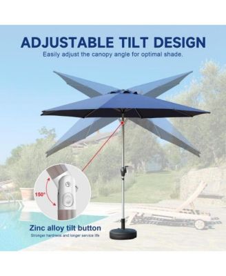 Outdoor 9FT Patio Table Waterproof Umbrella with Push Button Tilt and Crank with 8 Sturdy Ribs