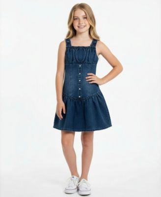 Girls' 7-16 Fit and Flare Square Neck Dress