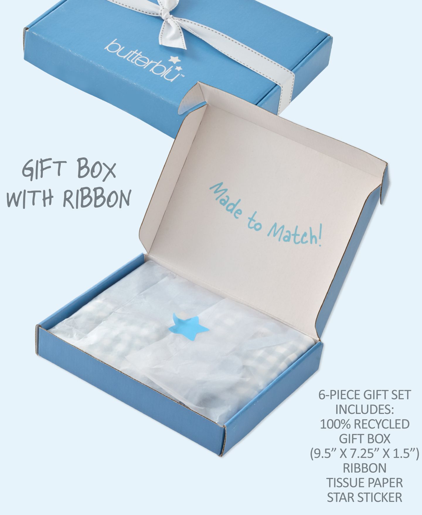 Комплекты butterblu Check Me Out Baby Layette Gift, 6-Piece Set для малышей, цвет: Синий клетчатый — фото 5