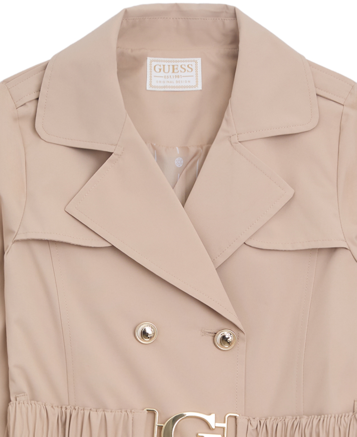 Guess Big Girls Canvas "G" Buckle Trench Coat