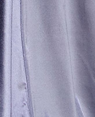 Juniors' Satin Rouched Long Fitted Gown With Side Slit