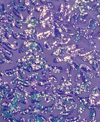 Juniors' Sequin Slit V-Neck Gown