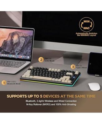 YZ75 75% Gasket Mechanical Keyboard,TKL Wireless Hot Swappable Bluetooth Gaming Keyboard with 4-Layer Padding,BT5.0/2.4Ghz/Type-C RGB Keyboard