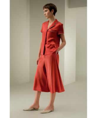 Women's Lsxes Contrast-Trimmed Silk Shirt