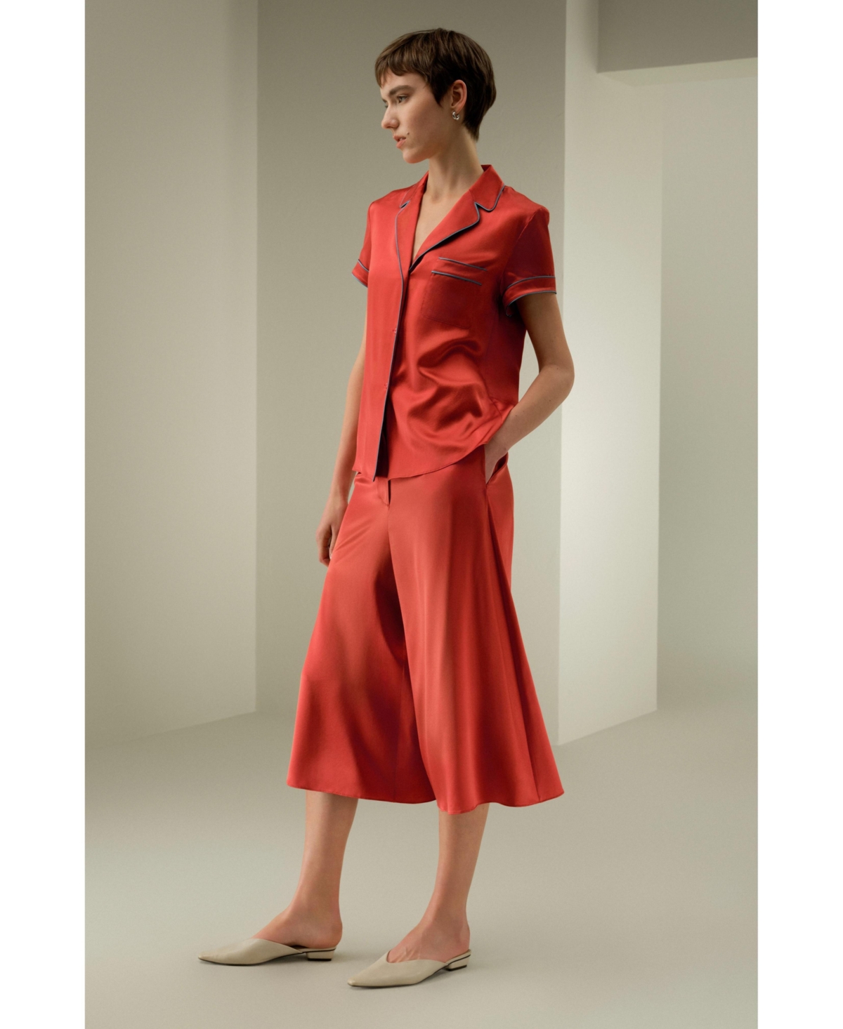 Lilysilk Women's Lsxes Contrast-Trimmed Silk Shirt