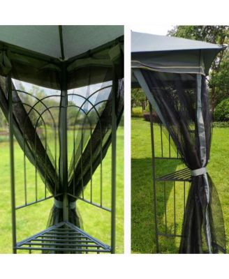 13x10ft Outdoor Patio Gazebo Canopy Tent with Ventilated Double Roof and Detachable Mosquito Net Gray