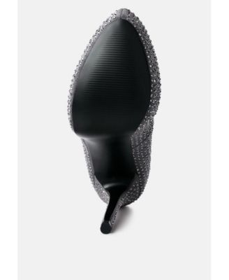 Womens Clarisse Diamante Faux Suede High Heeled Pumps