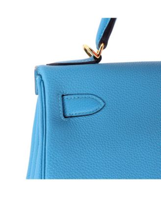 Kelly 28 Handbag Blue Togo with Gold Hardware