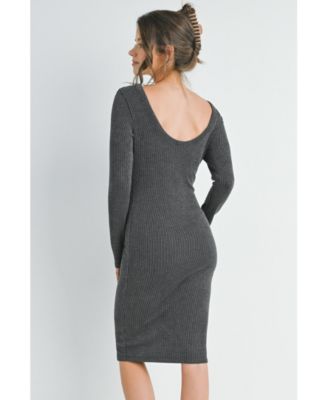 Maternity Bodycon Ribbed Knit Long Sleeve Dress
