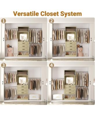 48-96 Inch Adjustable Closet Organizer with Drawers and Mirror