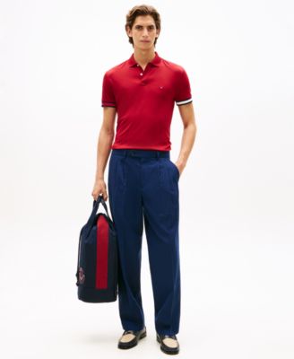 Men's Liquid Cotton Red, White, and Blue Cuff Polo Shirt