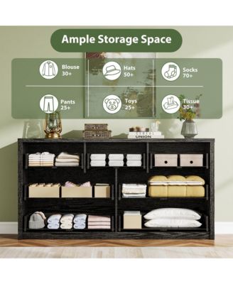 7 Drawer Dresser for Bedroom, Wide Wood Chest of Drawers Handle Free