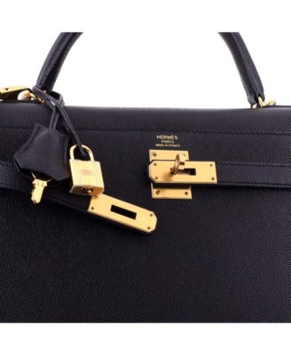 Pre-Owned HERMES Kelly 32 Handbag Black Epsom with Gold Hardware