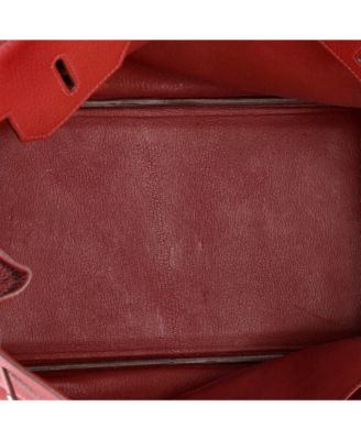 Birkin 35 Handbag Red Clemence with Palladium Hardware