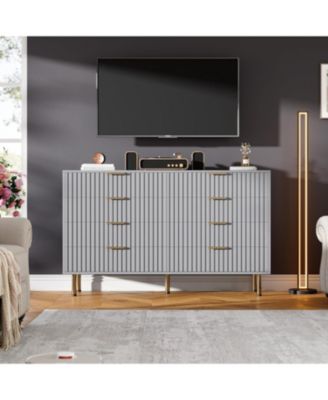 8-Drawer Modern Fluted Dresser, 55 Inch Wide Chest, Deep Drawers, Large Organizer for Bedroom, Living Room, Kids Room