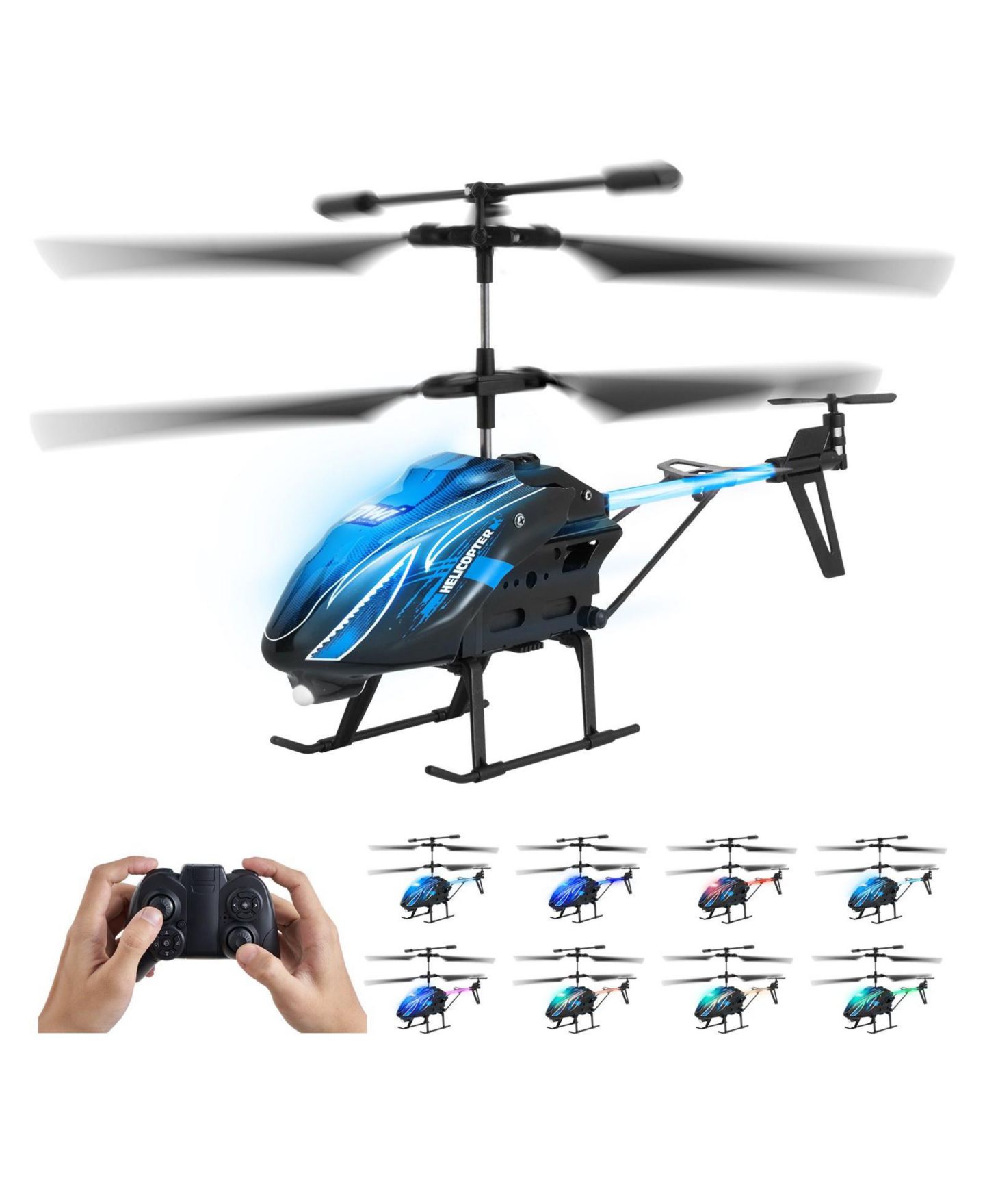 Детская игрушка HONGGE 6-Axis Gyro Stabilization LED Light Remote Control Helicopter, цвет: Синий — фото 7