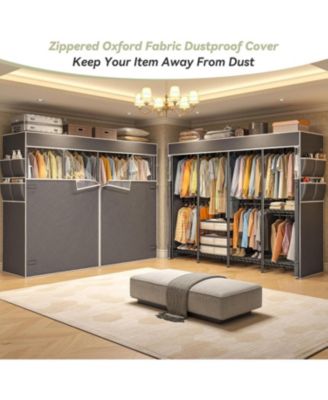 Clothes Rack with Cover,Clothing Rack for Hanging Clothes,Portable Closet,Adjustable,1150LBS