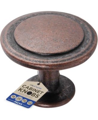 25pcs 1-1/4″ Oil Rubbed Bronze Cabinet Knobs, Rust-Proof Zinc Alloy Handles, Modern Design with Short & Adjustable Screws