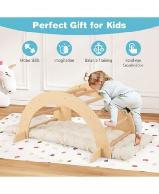 6 in 1 Wooden Kids Climbing Arch Playset with Rocker Ladder Sensory Table and Cushion