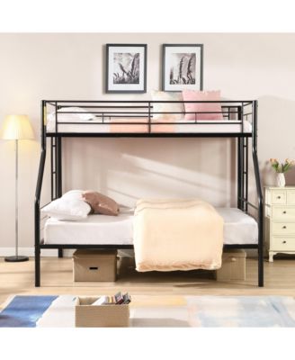 Twin Over Full Metal Bunk Bed Black, No Box Spring Needed, Large Under Bed Storage, Easy Assemble