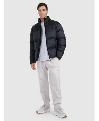 Men's padded jacket with synthetic filling - black