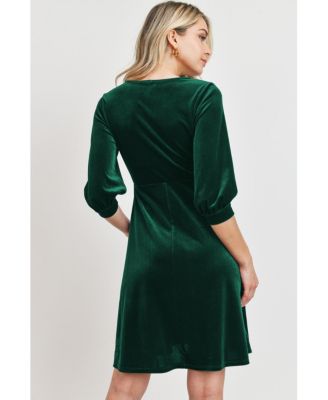 Maternity Velvet V Neck Wrap Nursing Dress