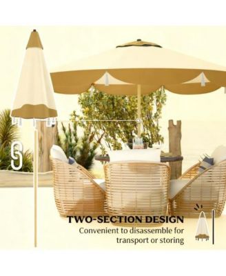 8.7ft Vented Patio Table Umbrella Outdoor Umbrella with Crank 8 Ribs Push Button Tilt