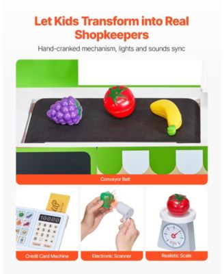 Wooden Grocery Store Playset for Kids with Accessories and Pretend Shopping Features