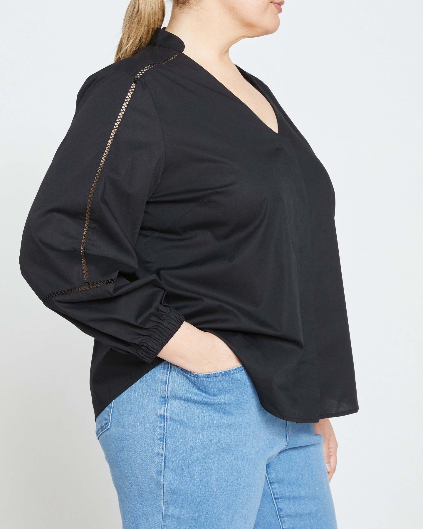 Женская блузка Universal Standard Plus Size Saint-Honore Poplin, цвет: Чёрный — фото 2
