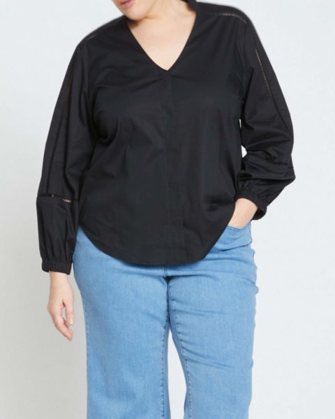 Женская блузка Universal Standard Plus Size Saint-Honore Poplin, цвет: Чёрный