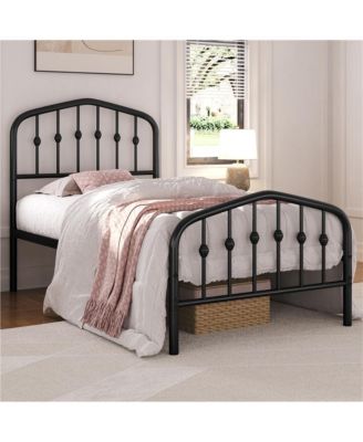 Modern Twin Size Metal Bed Frame with Arched Headboard & Footboard, Underbed Storage, Heavy Duty Slats – Bed Frame