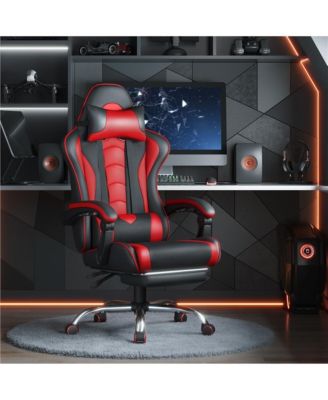 Ergonomic Gaming Chair with High Back and Slide-Out Footrest Full Black