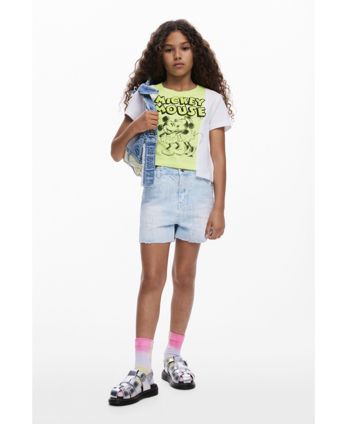 Desigual Girls Girls's Two-tone Mickey and Minnie Mouse T-shirt