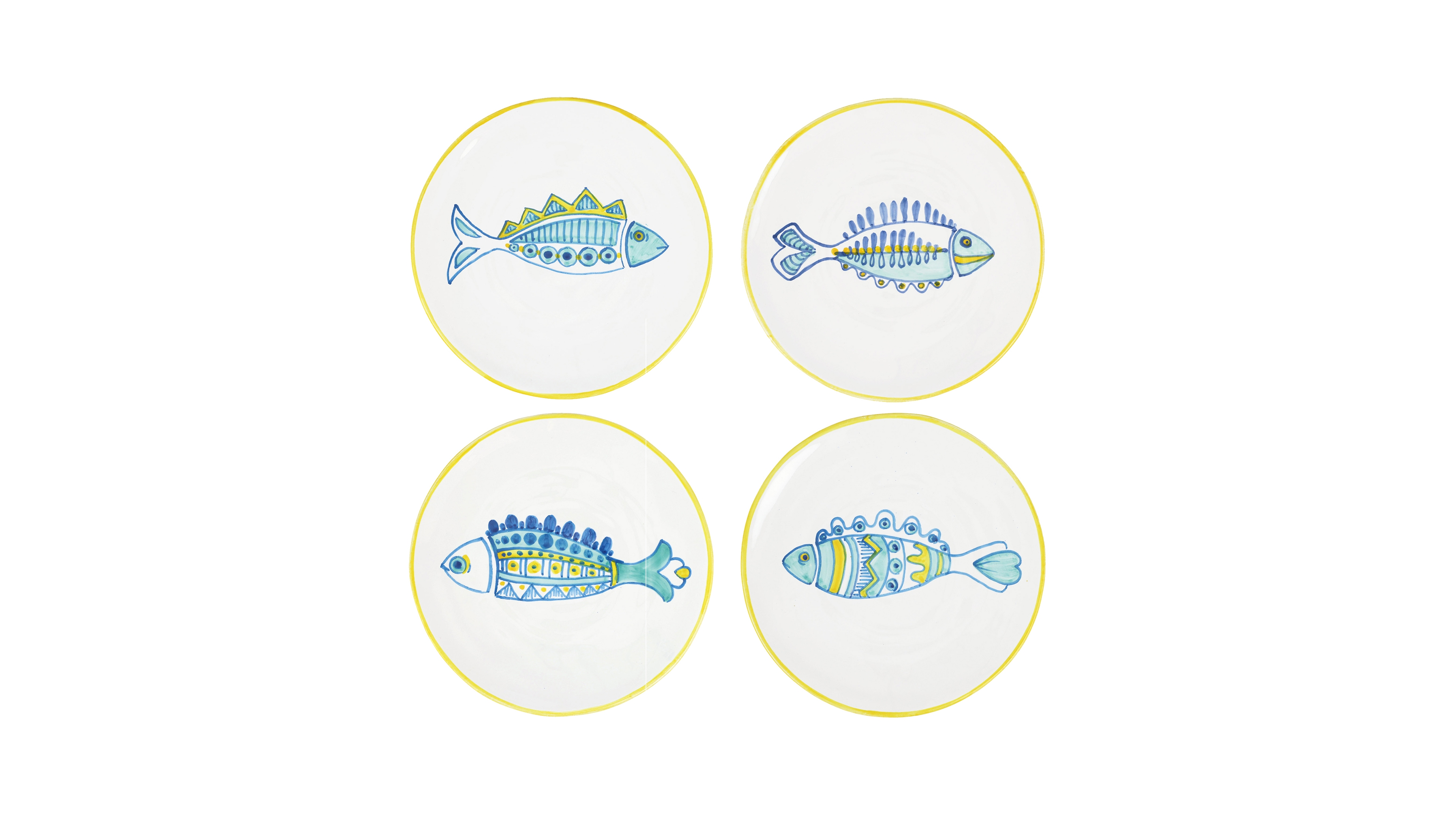 Vietri Elba's Assorted Fish Salad Plates, Set of 4