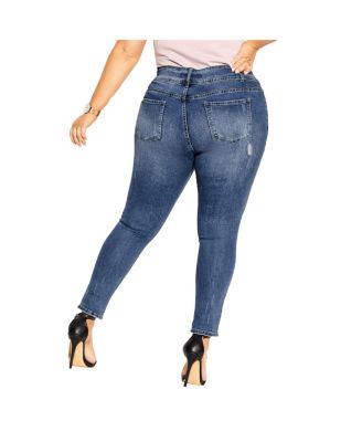 Plus Size Patched Apple Skinny Jean