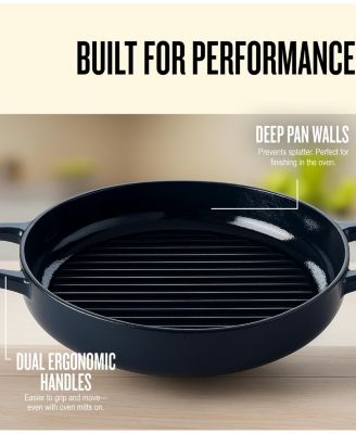 Nori Enameled Cast Iron Grill Pan 11" - Nonstick, Oven Safe and Made without PFAS, PFOA & PTFE - Induction and All Stovetop Compatible